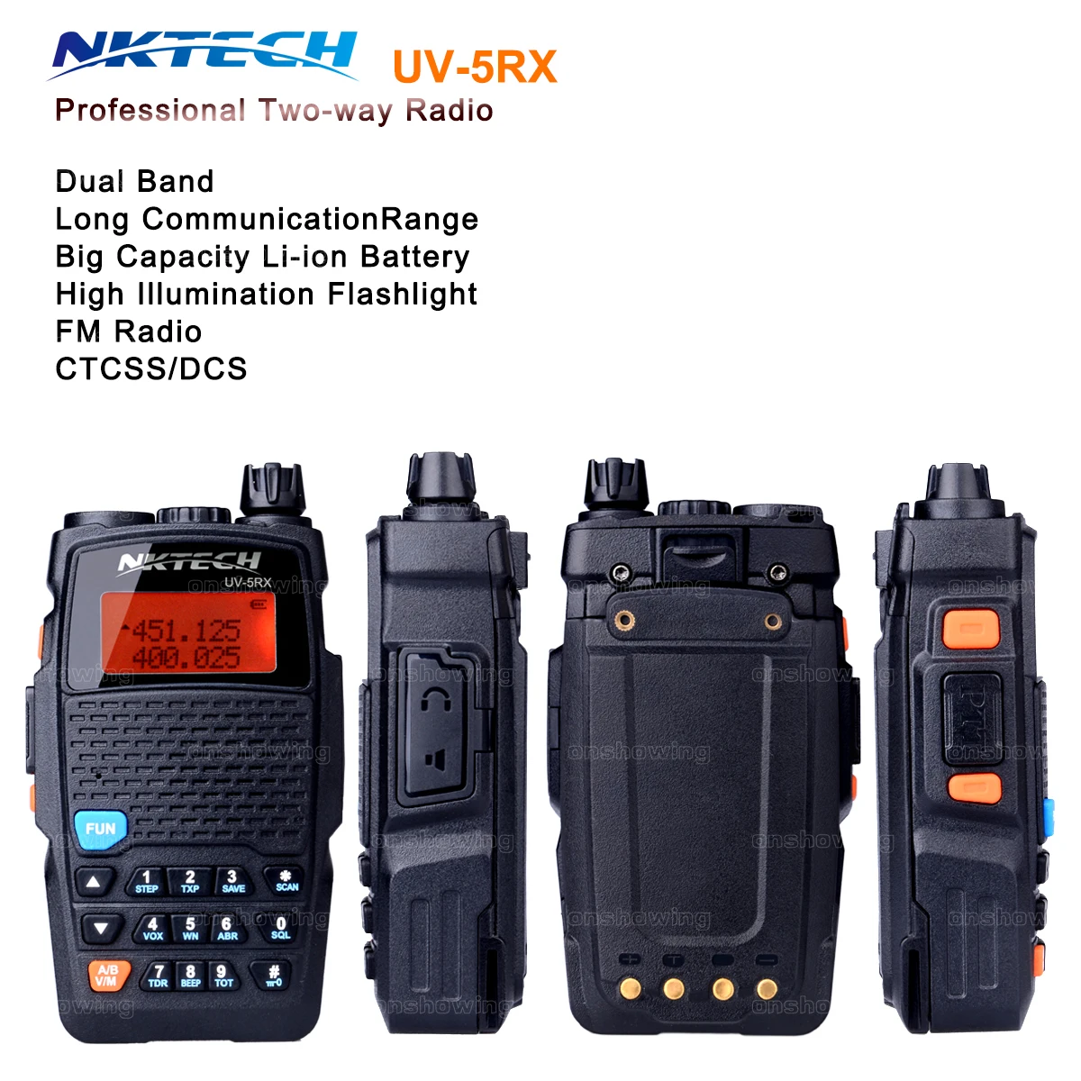 Nktech рации UV-5RX двусторонней радиосвязи 3200 мАч Батарея УКВ 5 Вт/1 Вт | Мобильные