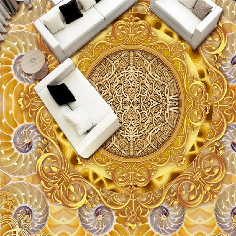 3D плитка для пола креативный Золотой роскошный Европейский трехмерный узор