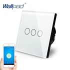 Сенсорный переключатель Tuya, Wi-Fi, Alexa, Google home, IOS, Android, сенсорный переключатель, настенная панель, ЕС, Великобритания, 3 комплекта, одностороннее стекло, Wi-Fi Smart life, переключатель через приложение