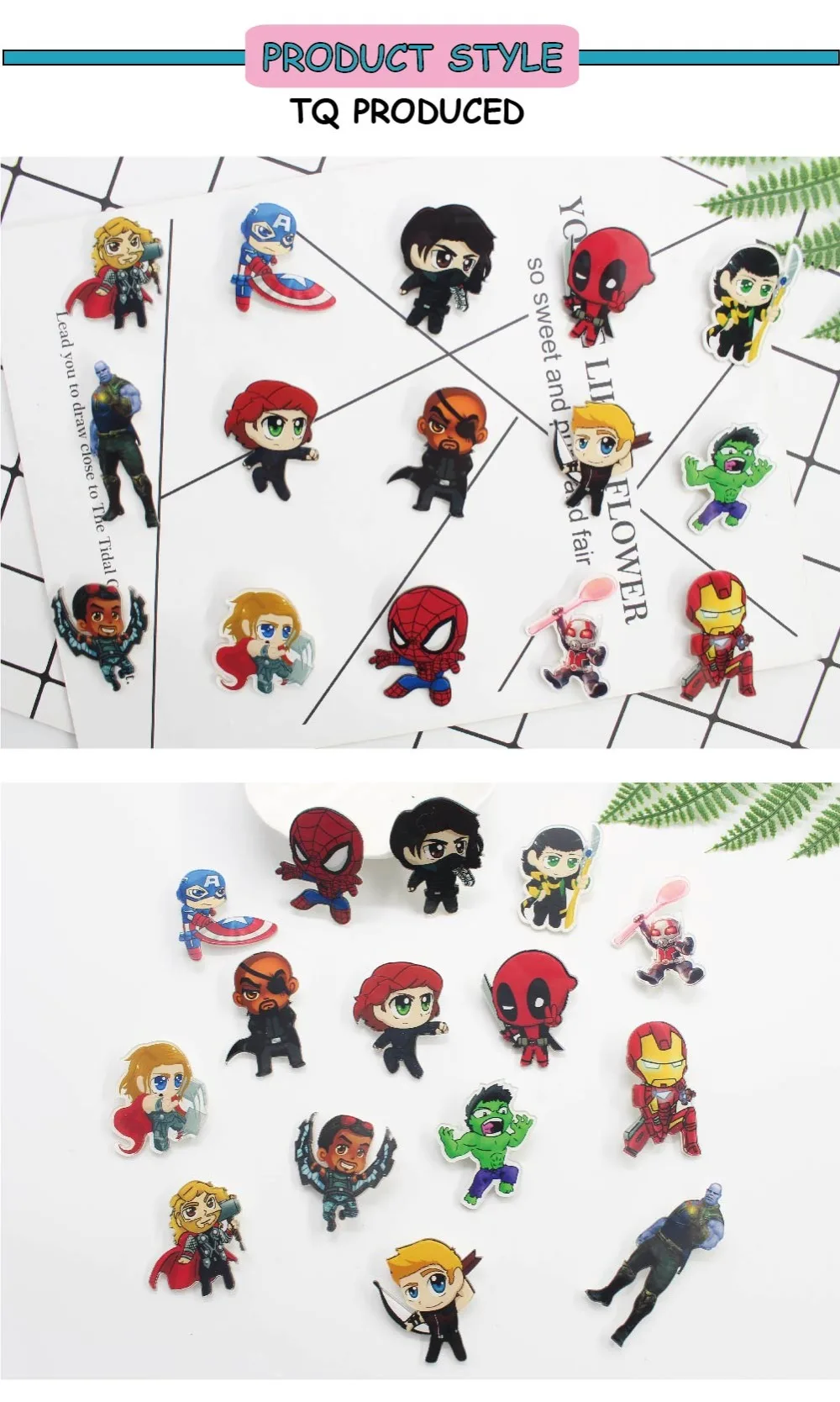 American hero mix 1PCS Painting cartoon mix food for Clothing Acrylic Badges Kawaii Icons on The Backpack Pin Brooch Badge Z11