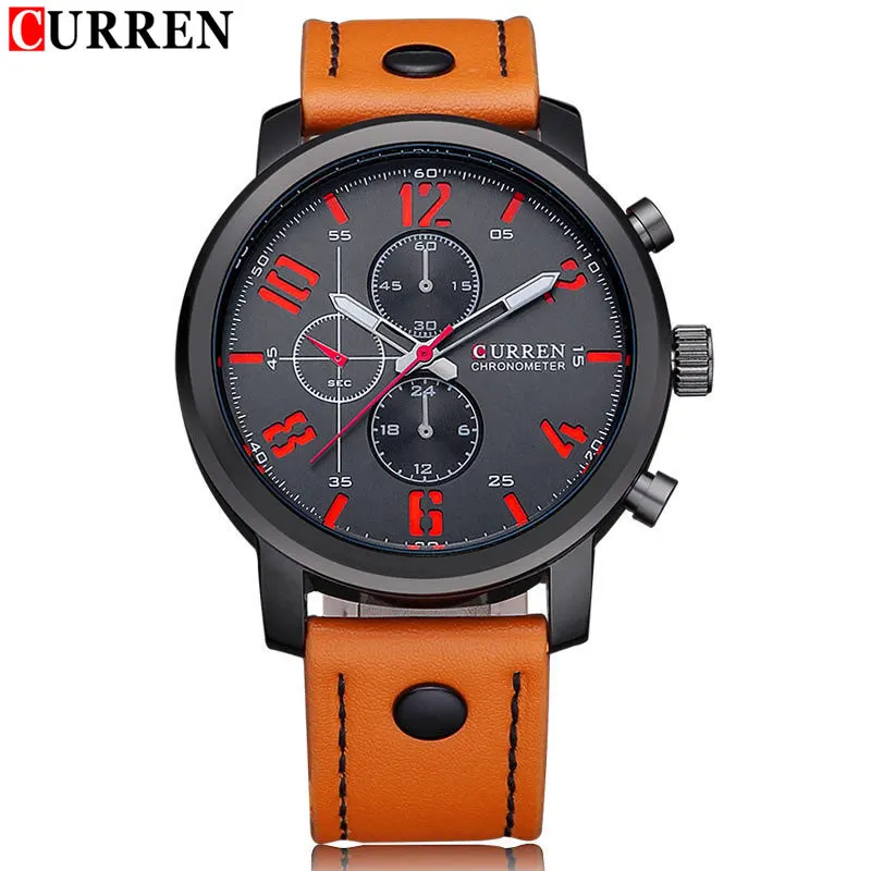 Часы CURREN Мужские спортивные деловые кварцевые с кожаным ремешком|wristwatch brand|wristwatch