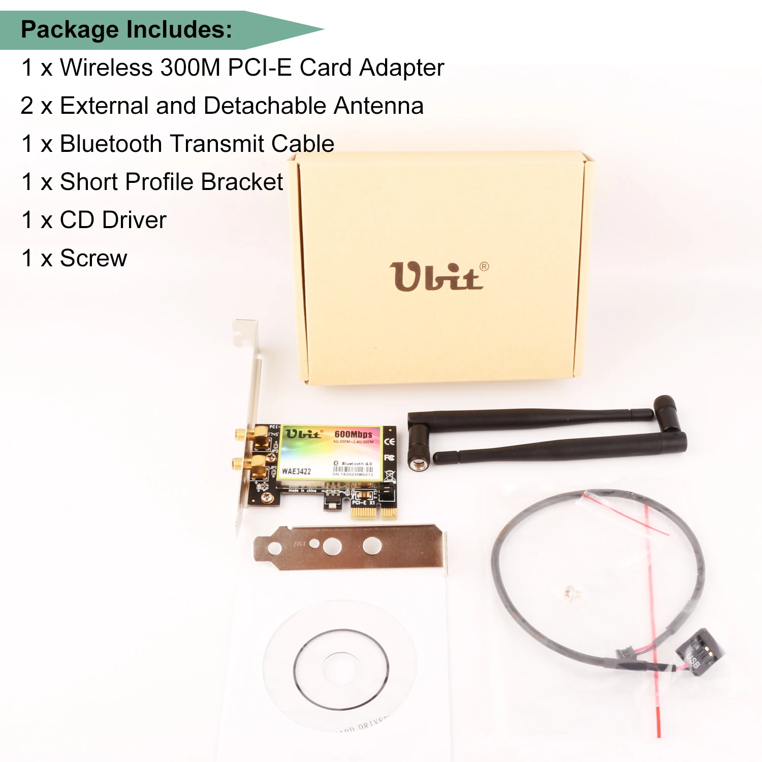 Ubit Wi Fi карта 300 Мбит/с двухдиапазонный PCIe Express Bluetooth адаптер Сетевая WLAN с 4 0 для