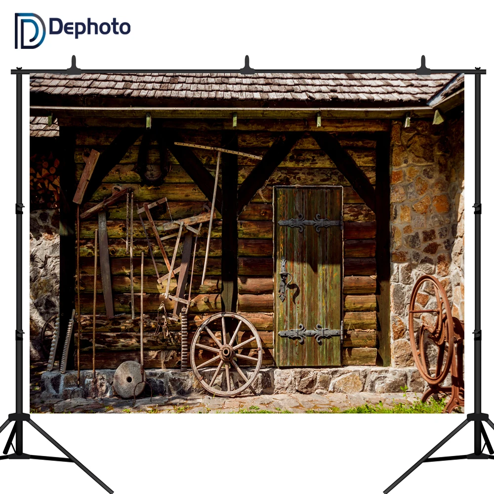Фотофоны DePhoto для фотосъемки с изображением старого дома деревянной стены