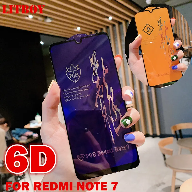 LITBOY 6D Защитная пленка из закаленного стекла для Xiaomi Redmi Note 5 6 Pro 7 Защитное стекло