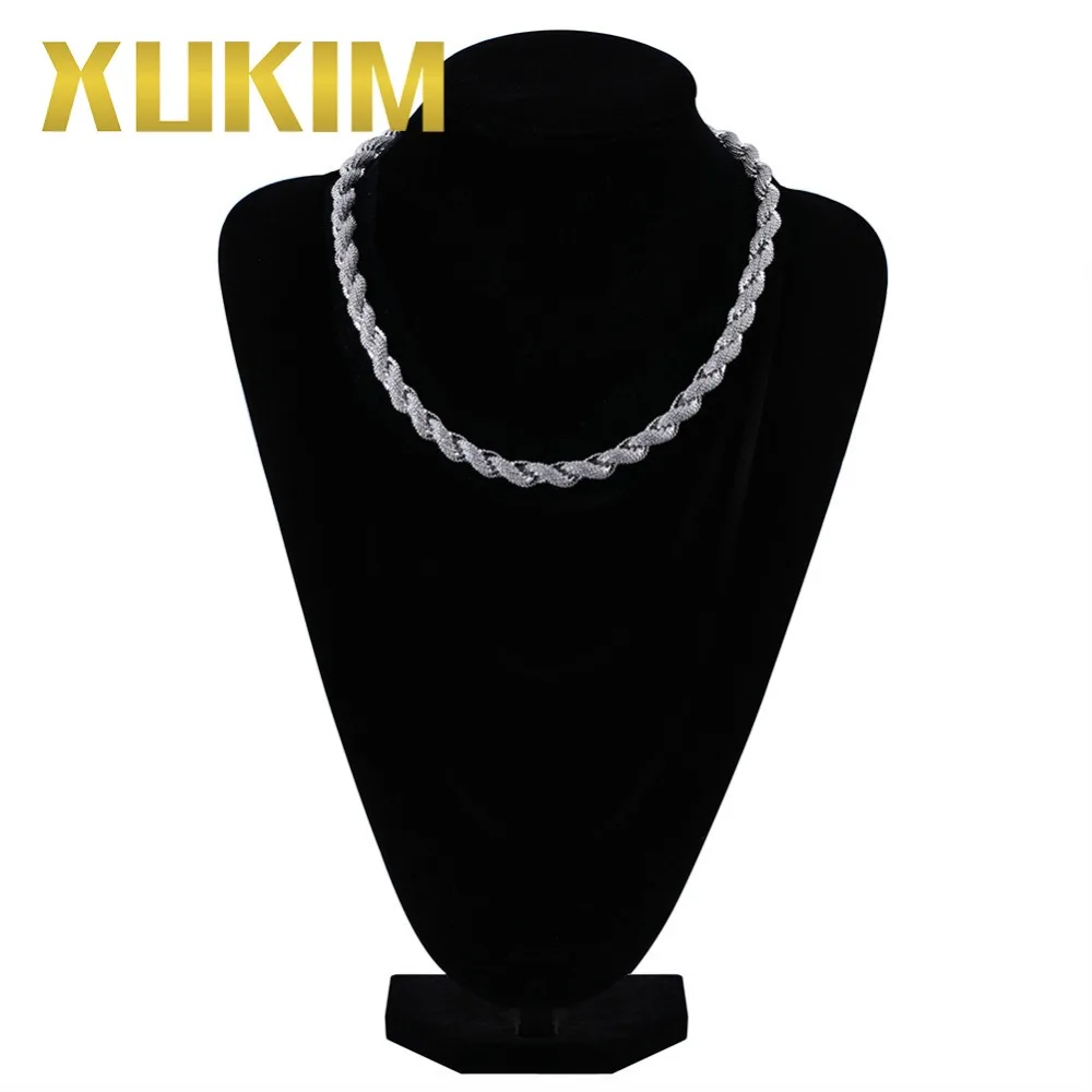 Xukim Jewelry 8mm Hip Hop Rope Chain Necklace Silver/Gold Plating Iced Out AAA Cubic Zircon Cuban | Украшения и аксессуары