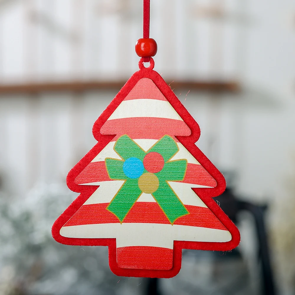 Christmas Tree 1 шт. милые деревянные елочные украшения в виде лося, подвесная Подвеска для изготовления, рождественские украшения в виде Санты для дома, год - Цвет: Christmas Tree