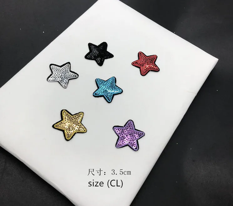 

New arrival 20 pcs 3.5cm Stars Sequins Embroidered patches iron on Jeans coat tshirt bag dress decor repair Motif accessory diy