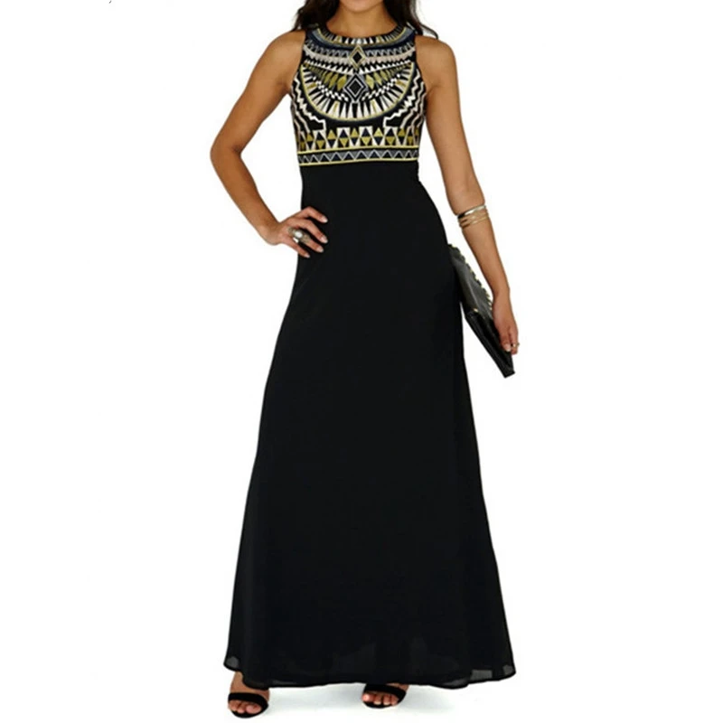 Женские винтажные с этническим принтом вышивка пляжное длинное дизайнер партия