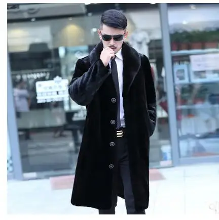 

Male Long Setion Faux Mink Fur Jackets Winter Clothings Large Size Mens Man-Made Fur Overcoats Casaco De Pele Masculino Cj67
