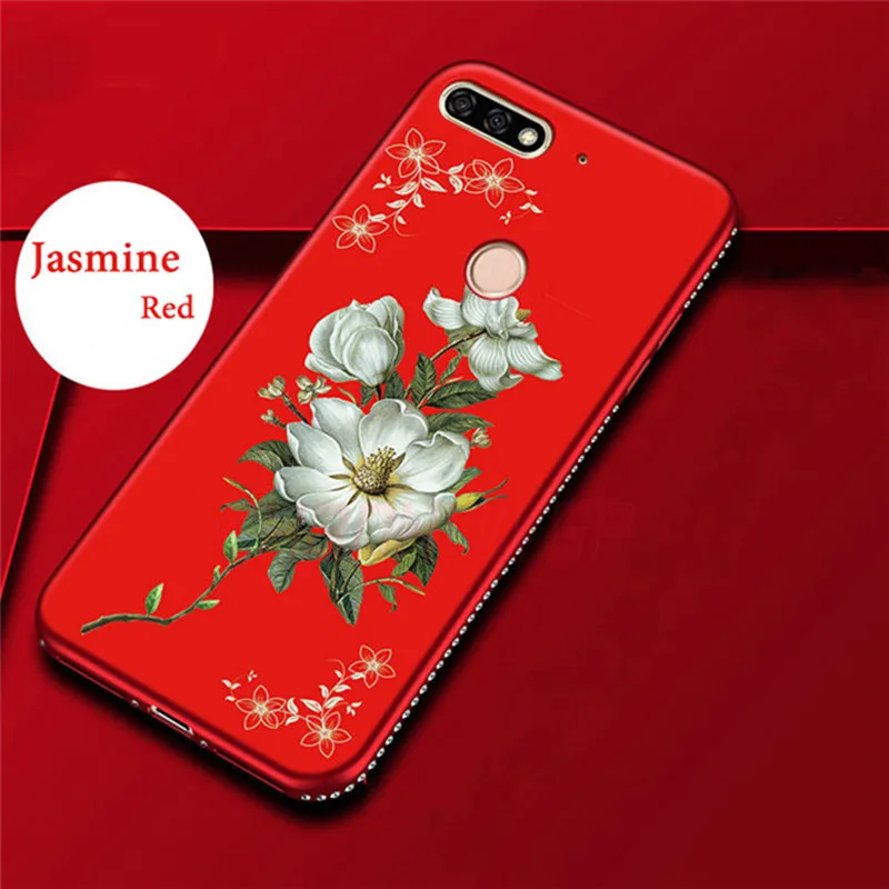 Чехол с объемным рельефным цветочным рисунком для Huawei Y5 Y6 Y7 Prime 2018 блестящий