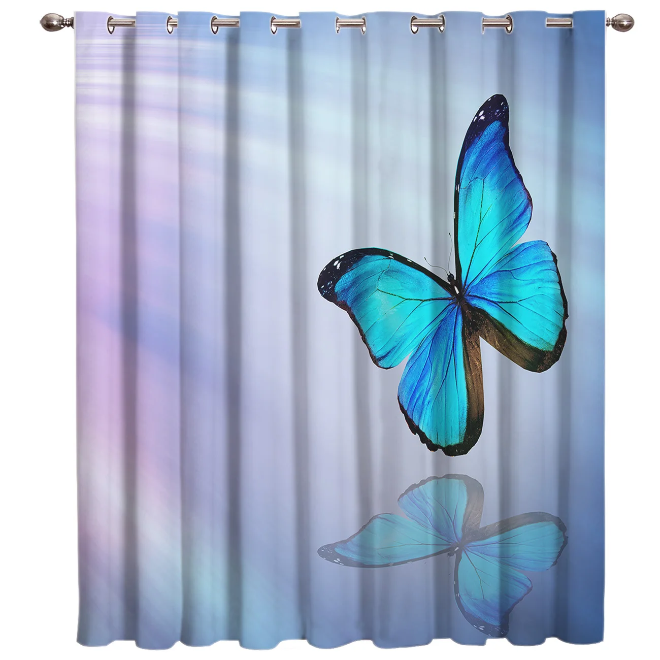 Animals Blue Butterfly Window Treatments Curtains Valance Living Room Bedroom Kitchen Outdoor Kids Treatment Sets | Дом и сад