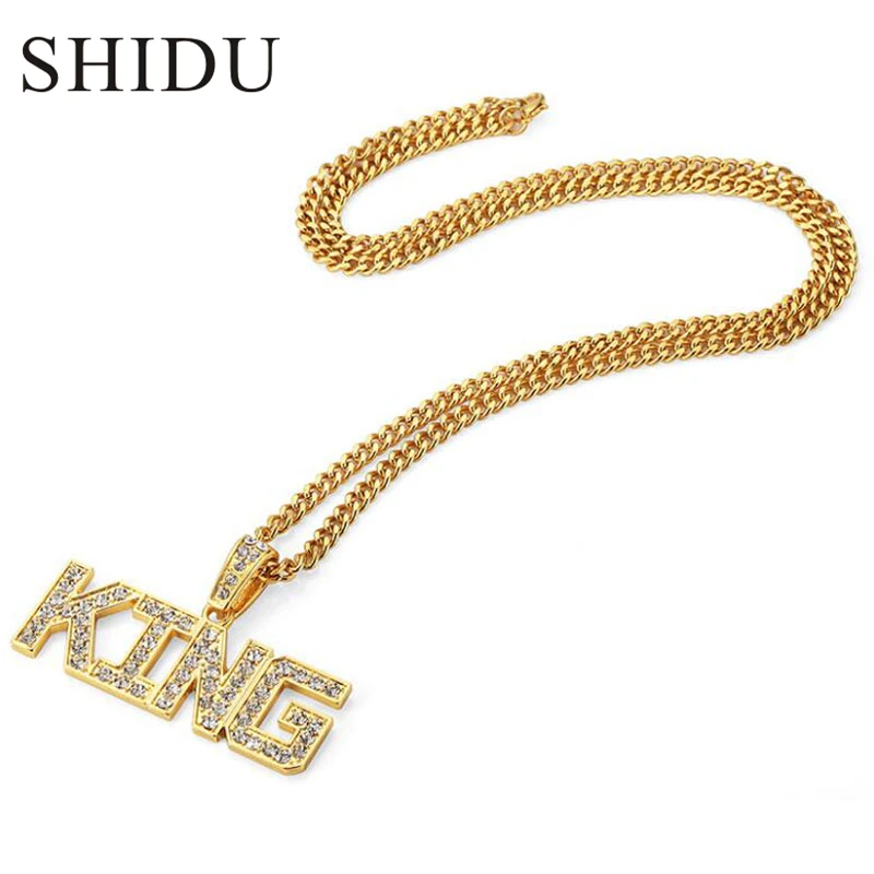 Мужские подвески в стиле хип хоп со стразами форме короля ожерелья с кулонами и