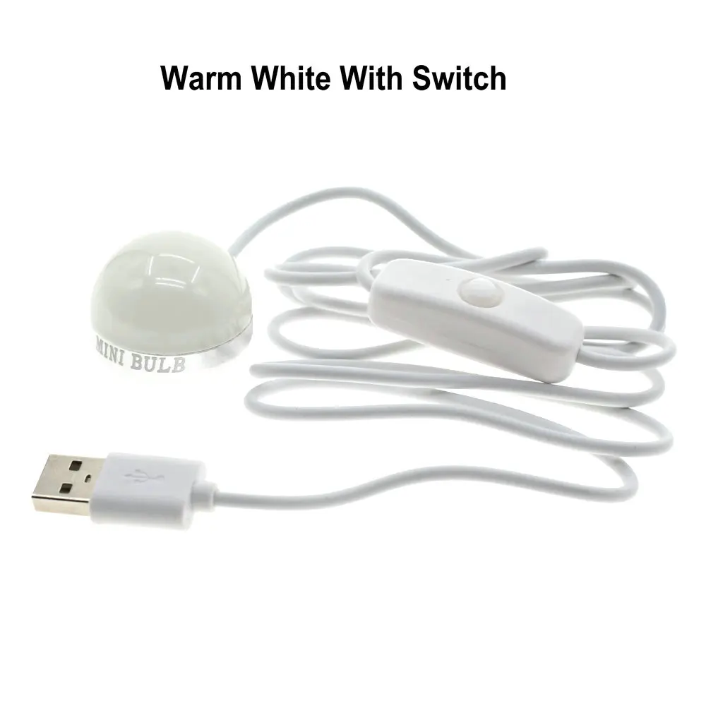 With Switch WW Светодиодный ночник с питанием от USB, 3 Вт, настольная лампа для чтения книг, потолочный светильник, включение/выключение для кемпинга, аварийная лампа - Испускаемый цвет: With Switch WW