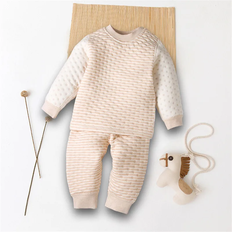 2019 органическая детская одежда 100% хлопок мягкий теплый комплект одежды с принтом