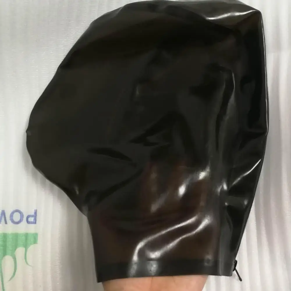Латекс фетиш на голову прозрачный розовый латексный полная маска с отверстием
