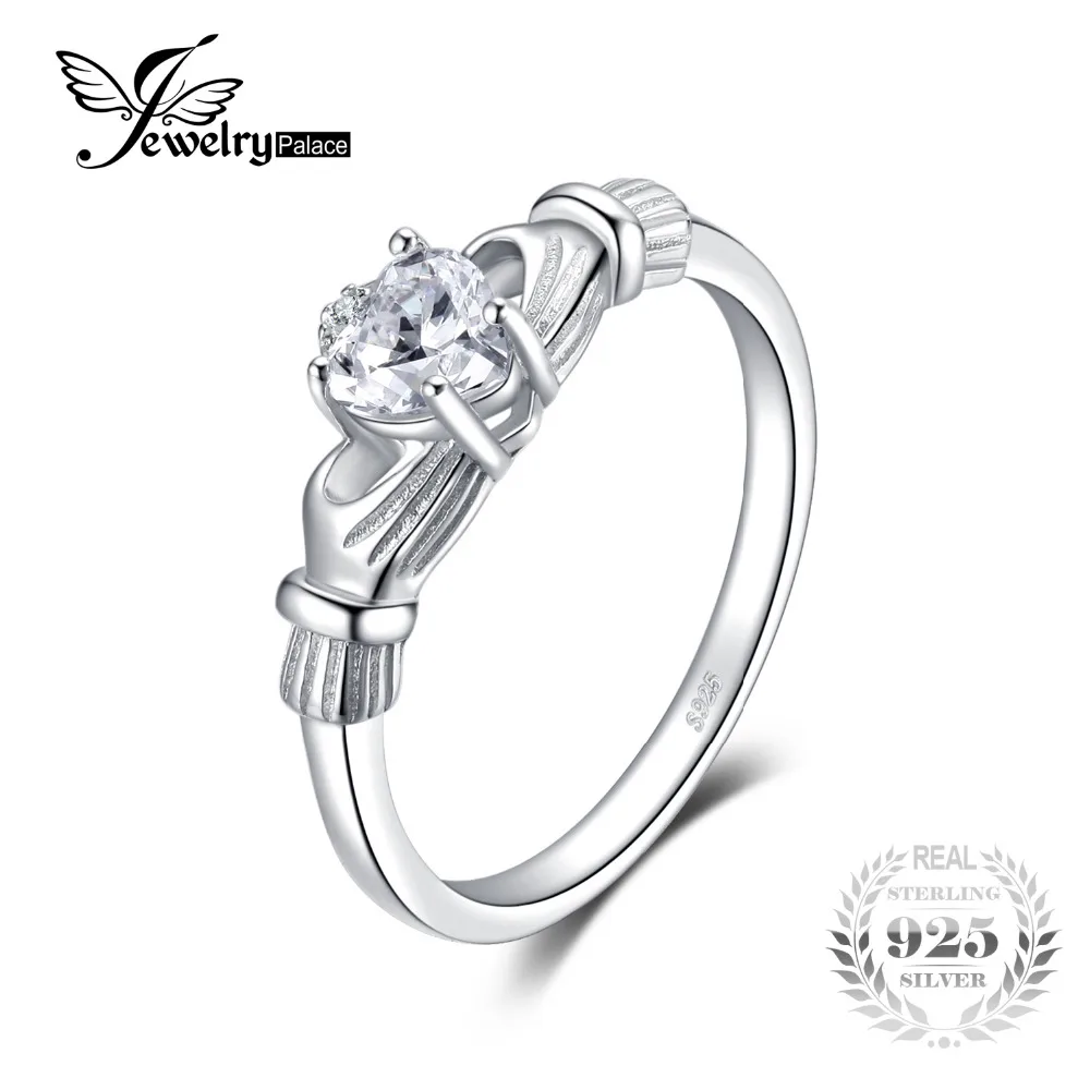 JewelryPalace Heart 0.7ct Irish Claddagh Sona Created Birthstone Promise Ring For Women 925 Sterling Silver Jewelry | Украшения и