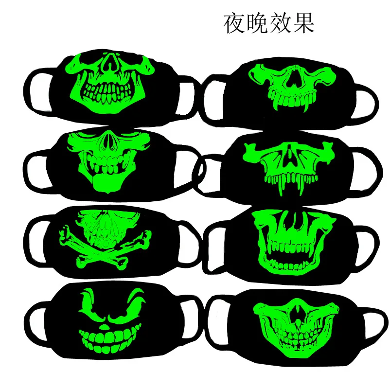 Светящаяся мотоциклетная маска для лица персональная дышащая с ужасами черепом