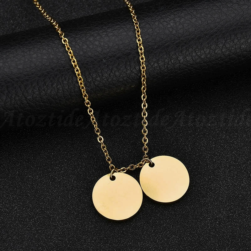 Ожерелье женское из нержавеющей стали с подвеской 2 круга|Ожерелья подвеской| |