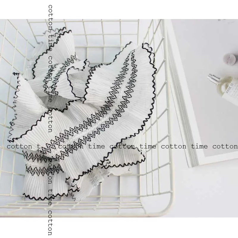 

2 yards Elastic Ruffle Lace Pleated Chiffon Lace Soft Trimmings 9.5cm width Sawing Materials Clothing Accessory