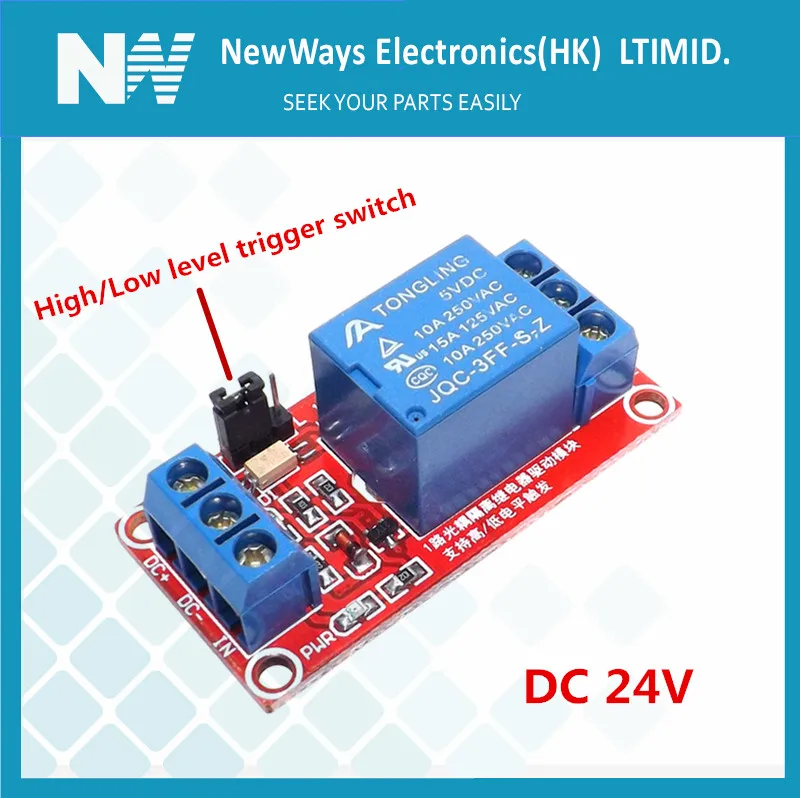 Красный Pcb Dc24V 1 канальный релейный модуль с оптическим соединением изолирующая