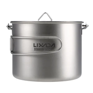 Lixada 900ml Titanium Cup Mug  Portable Hanging Pot Outdoor Camping Picnic Water Mug Cup Tableware Cookware with Lid
