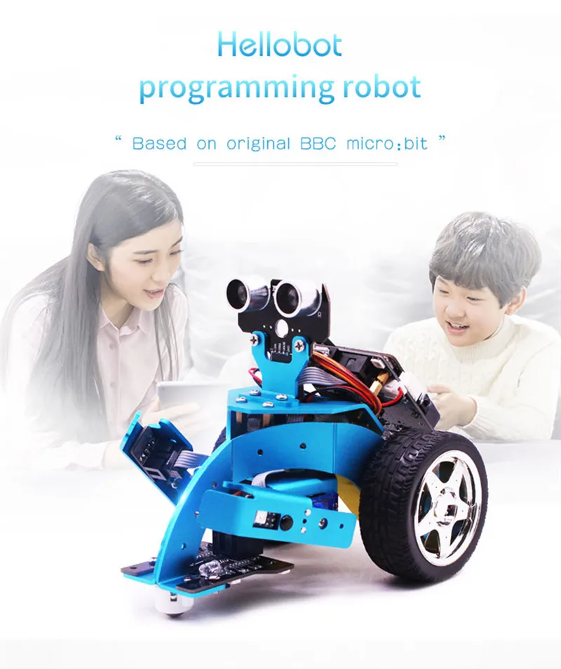 DIY Hellobot Программирование робот микробит производитель Обучающий набор микро: бит умный автомобиль Радиоуправляемый игрушечный робот