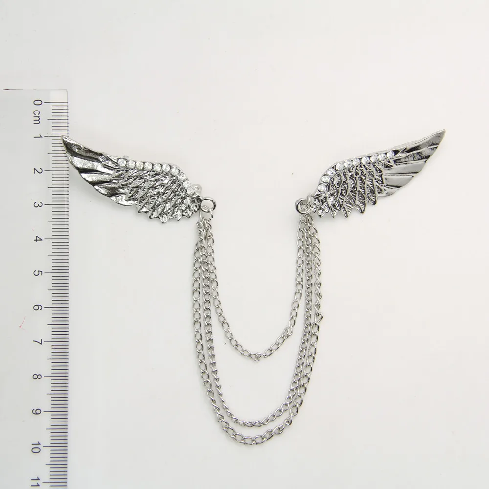 Женская винтажная брошка CY076 с зажимом и цепочкой золотыми стразами нагрудные