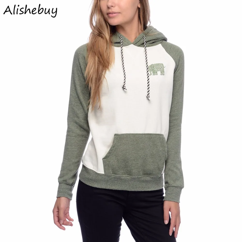 Лидер продаж Модный женский пуловер Лоскутная Толстовка с капюшоном женская