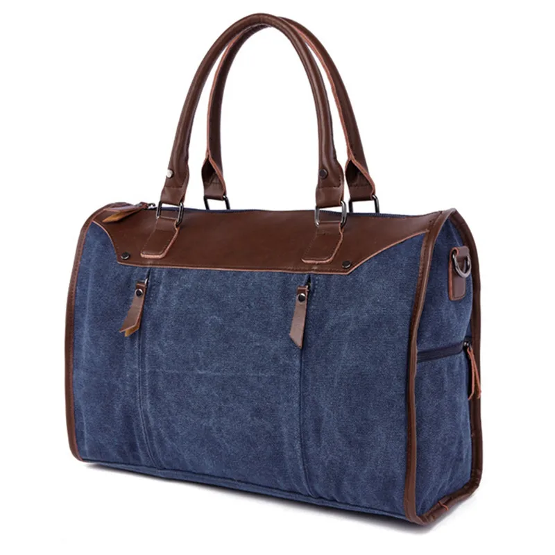 New Multifunctional Men's Handbag Woman Casual Canvas + PU Shoulder Bag Large Capacity Canvas Men Splice luggage Travel Bags