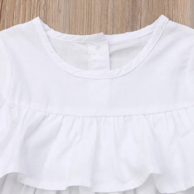 Комплект одежды в клетку с рюшами для маленьких девочек белая однотонная