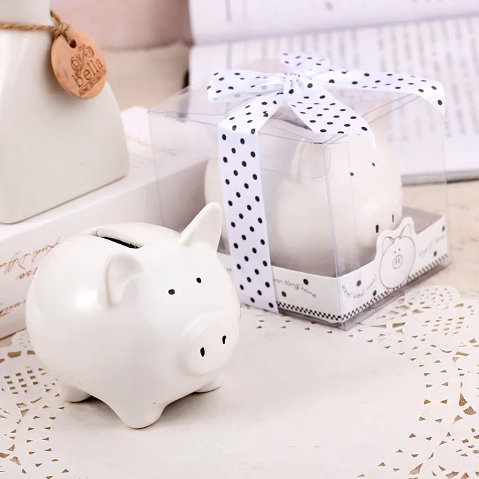 Свинья бака 80 шт./лот керамическая копилка в подарочной коробке с узором горошек