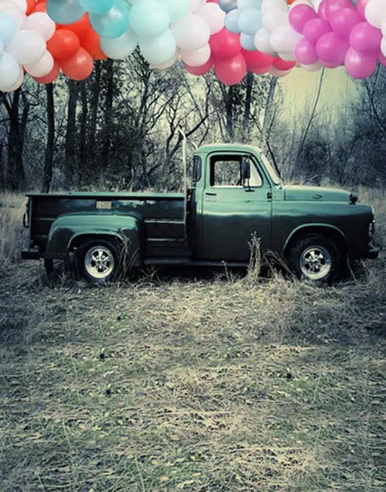 Meadow Bus Tree Balloon Photography Backdrops Photo Props Studio Background 5x7ft | Электроника