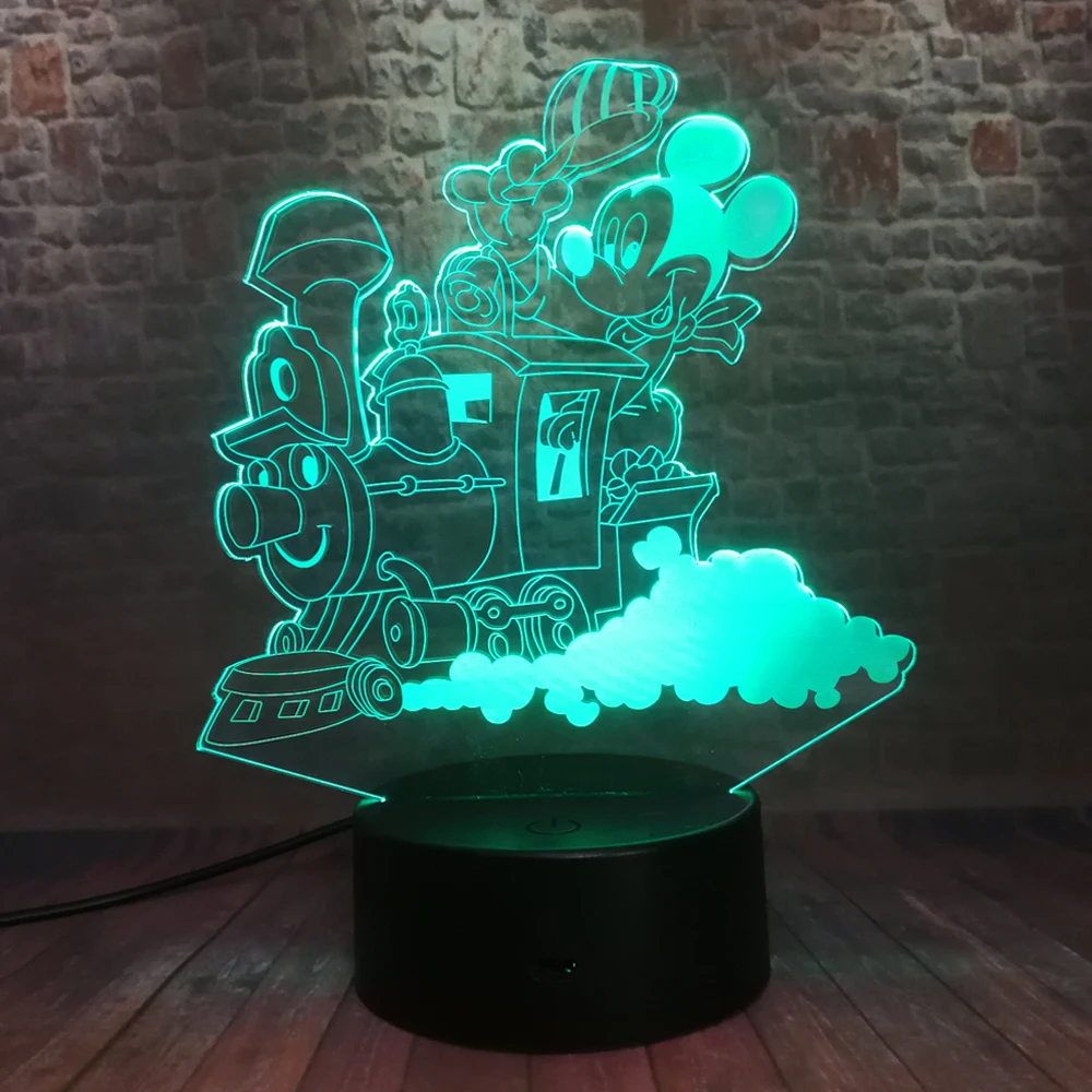 Мультяшный детский ночник с Микки Маусом и шлейфом 7 светодиодов для мальчиков