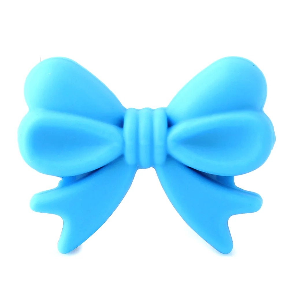 Держать& GROW 9 ПК мини-силиконовые Bow Tie Бусы ребенка при прорезывании зубов игрушки BPA Бесплатно Силиконовые Бусины DIY ювелирных изделий детские Прорезыватель Цепочки и ожерелья - Цвет: Sky Blue