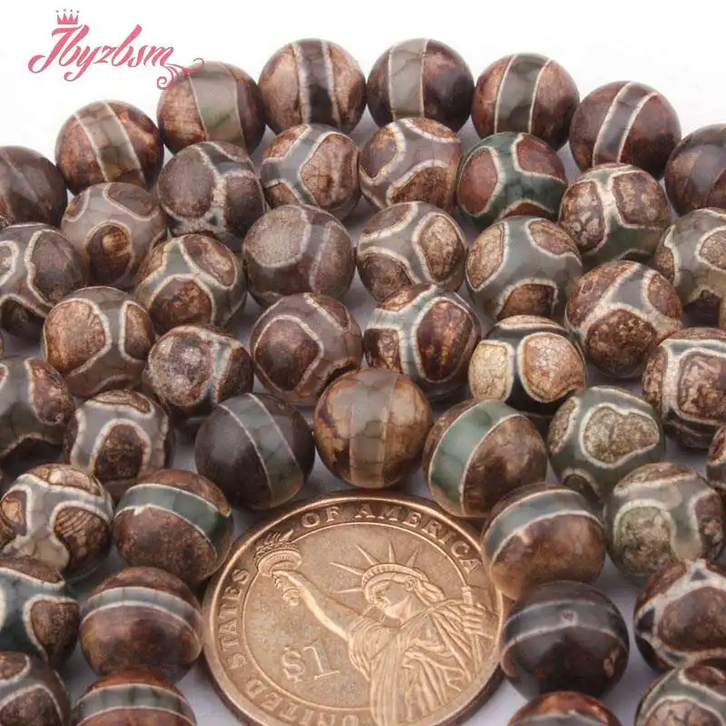 Круглые Гладкие бусины 10 мм в полоску из старого агата и драгоценного камня для