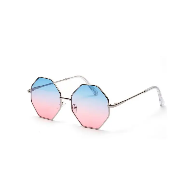 

COCKCON Lady Polygon Sunglasses Brand Designer Hexagon Sunglasses Women Sunglasses Blue Pink Clear Lens Sun Glasses Female