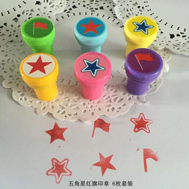 6 Pcs Star Flag 6 шт./пакет детская игра Сделай Сам Печать развивающая игрушка одежда для сна с изображением принцесс штампы для рисования детей Школа искусство инструмент самостоятельно покрывать краской из вечерние набор игрушек - Цвет: 6 Pcs Star Flag