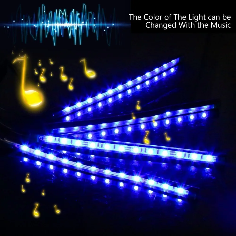 RGB светодиодный Музыка лампы 5 В USB 4*15 S звук активный неоновые автомобиль