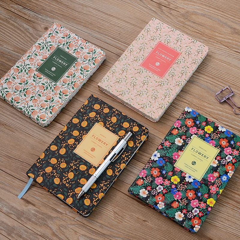 Vintage Pu-Leather Printing Flowers Notebook Diary Book 4 Color Weekly Planner Agenda 2018 School Office Supplies Notebook