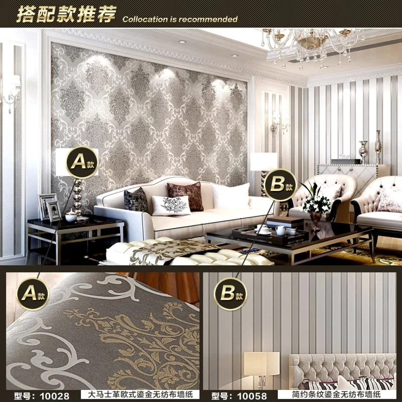 

Free Shipping10058 For Livingroom Bedroom European Stripe Style Wallpaper Gray Color Stripe Wallpaper Wall Paper Roll