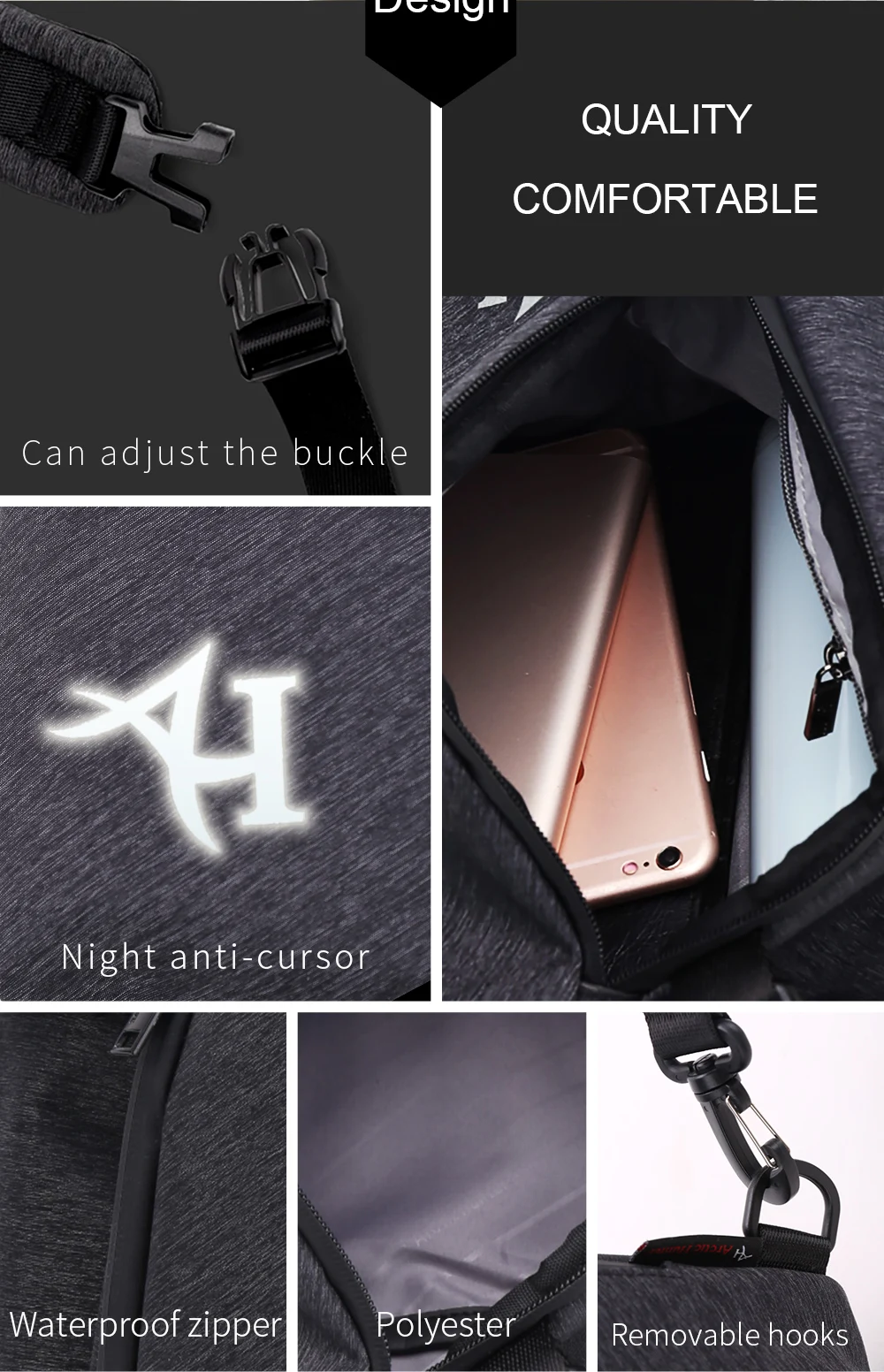 Сумка для мужчин и женщин с дизайном ARCTIC HUNTER, USB порт зарядного устройства, водонепроницаемая нейлоновая повседневная мужская сумка-мессенджер на плечо, Рождественская сумка