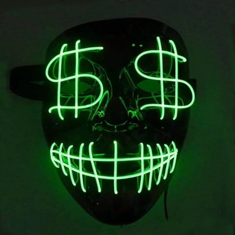 Маска EL Mask на Хэллоуин светящиеся маски Судная ночь | Дом и сад