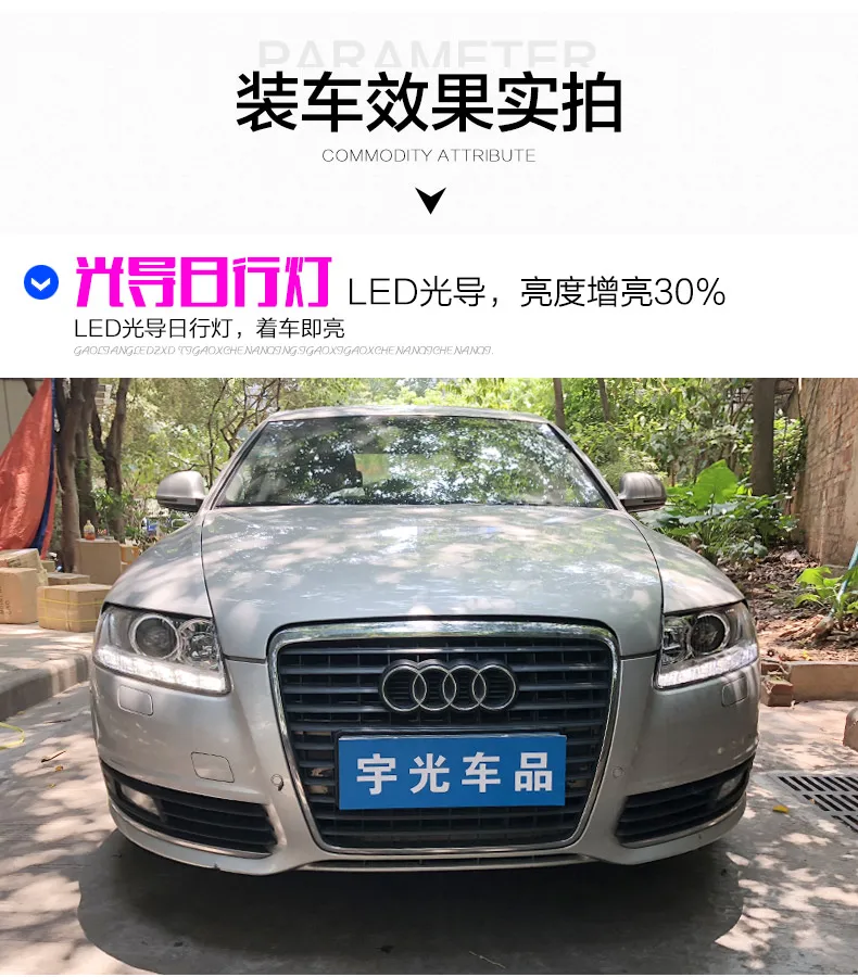 Автомобильный Стайлинг для A6 фары 2005-2011 A6 C5 C6 светодиодный фонарь светодиодный DRL Hid вариант Биксеноновая фара авто аксессуары