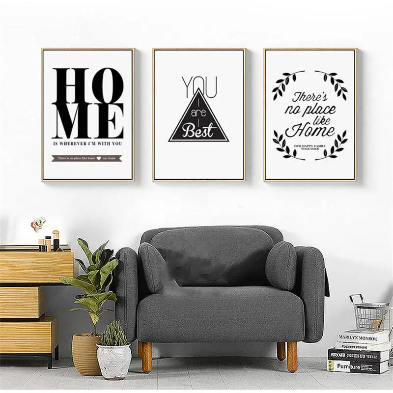 Креативный Английский алфавит черно белая абстрактная Печать на холсте