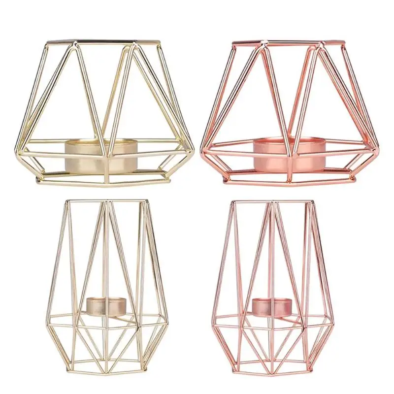 Ins Nordic Geometric Candlestick Metal Crafts for Party Home Decoration Metal Gold Candle Holders Home Decoration