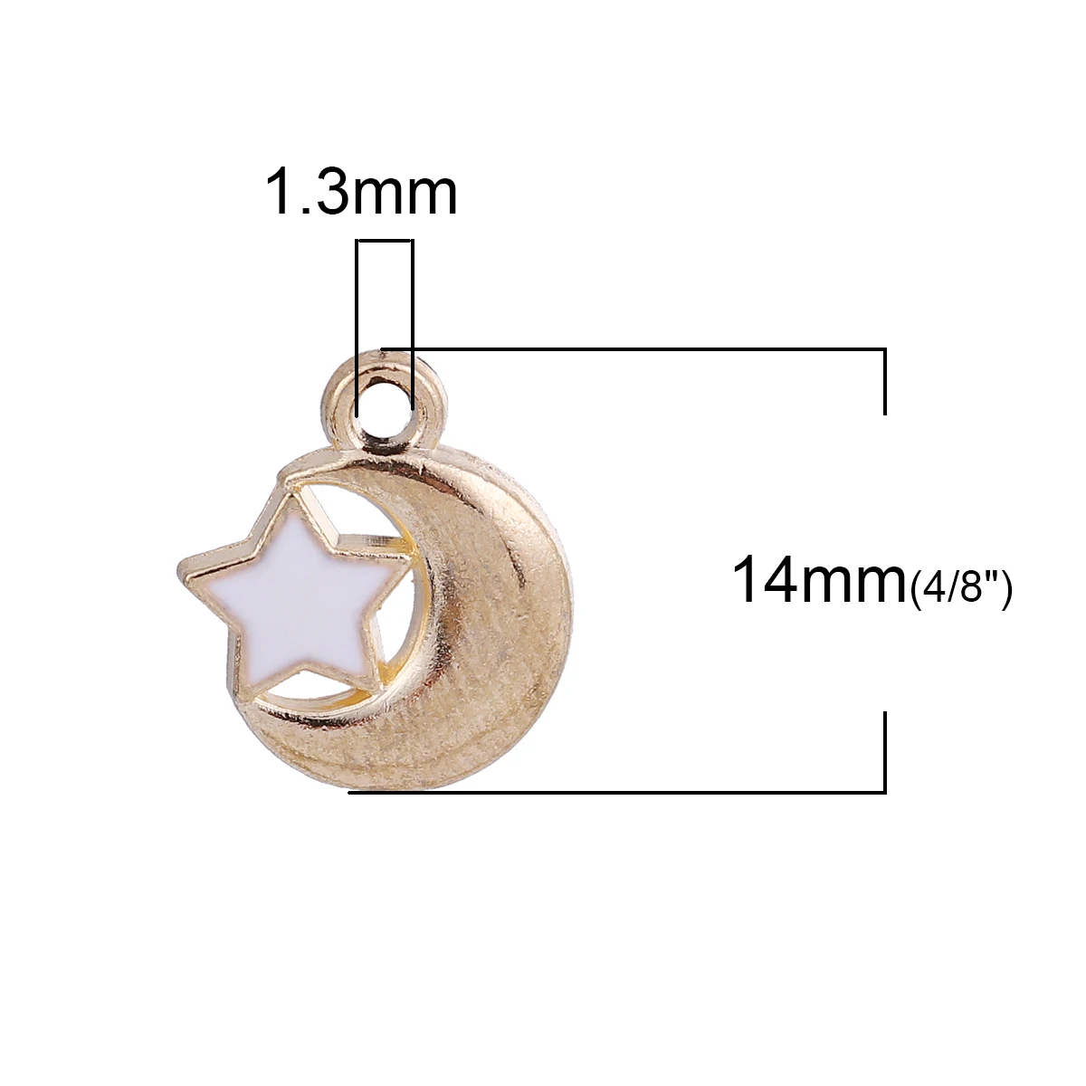 Сплав на основе цинка Galaxy Charms полумесяц золотой цвет белая звезда эмаль 14 мм (4/8