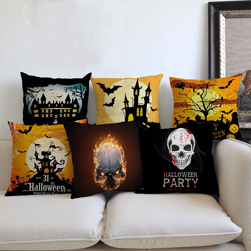 Наволочка с рисунком летучих мышей тыкв на Хэллоуин 45 х45 см|cushion cover|cushion cover