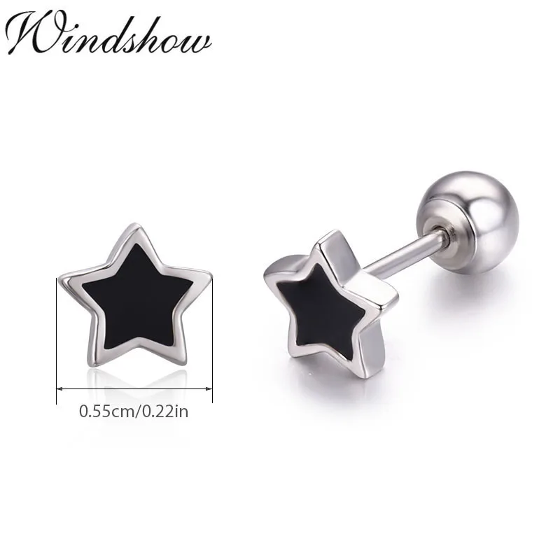 Серьги гвоздики из серебра 925 пробы с пятиконечными звездами|screw stud earrings|stud earringsstud
