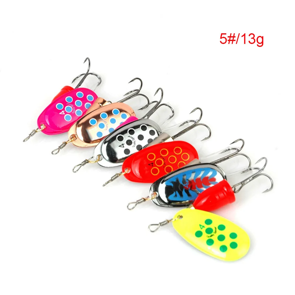 Size 13g 6 шт. Спиннер наживка, металлическая ложка набор рыболовных приманок цветной Спиннер Приманка снасти Крюк красочные вращающиеся блестки приманки - Цвет: Size 13g
