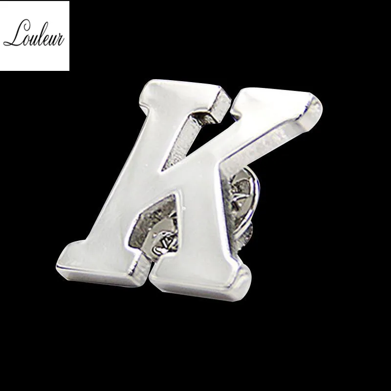 Louleur 1,5*1,5 мм, новинка, A-Z, 26 металлических букв, серебряный цвет, сплав, простая булавка, брошь, Пряжка для костюма, для мужчин, вечерние, для свадьбы, воротник рубашки - Окраска металла: K